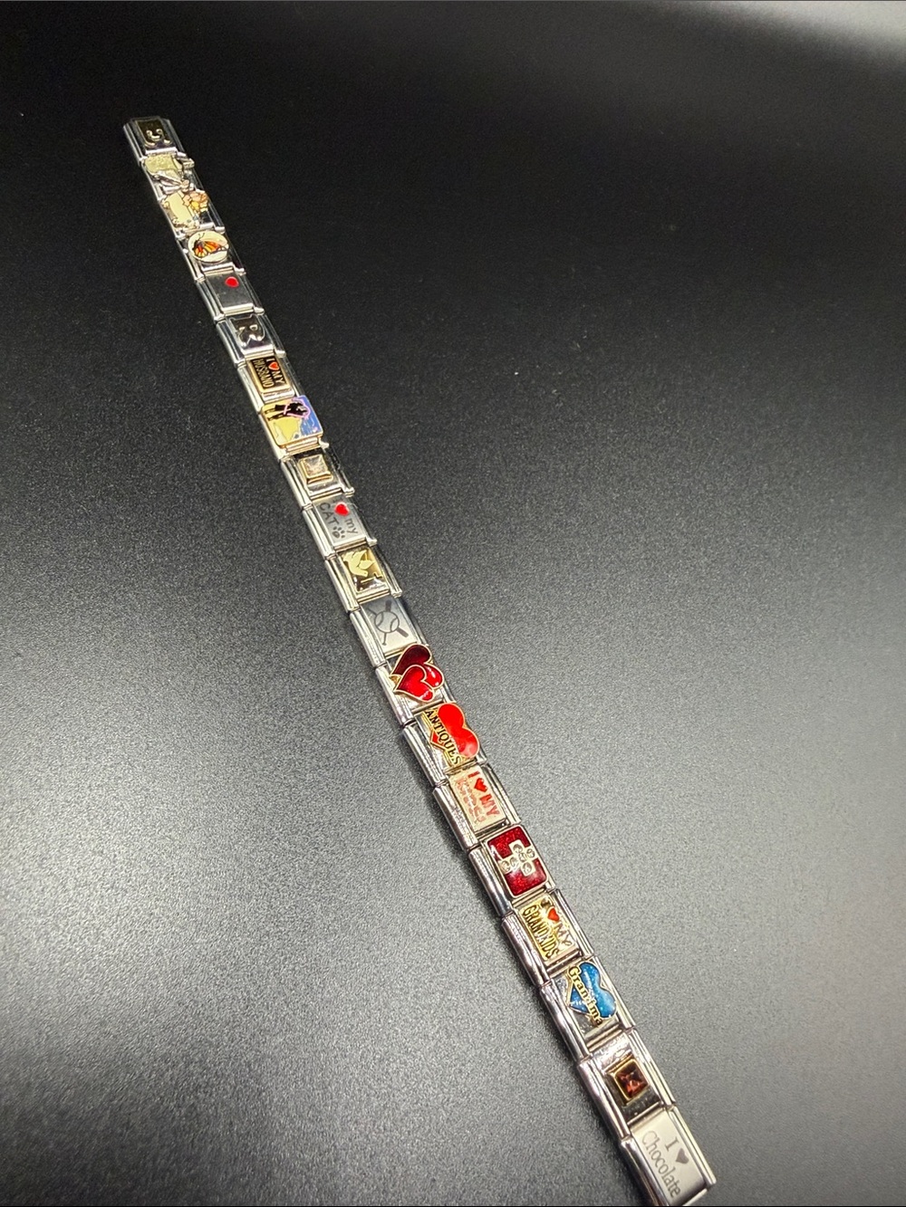 Full Italian Charm Link Bracelet with and Multicolor Enamel